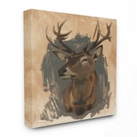 Ступел индустрии елен портрет Сив Кафяв животински живопис платно стена изкуство от Джейкъб Грийн, 36 48