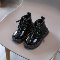 Kid Shoes Fashion All Seasons глезен с дебели подметки Неплъзгаща се дантела нагоре Удобна животинска кожа Модели ботуши момичета обувки