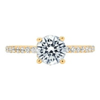 1. CT Brilliant Round Cut Clear Simulated Diamond 18K Yellow Gold Politaire с акценти пръстен SZ 5.5