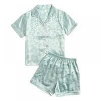 Сатенена копринена пижама детски момичета пижама комплект флорални блузи с шорти комплект 8-годишен