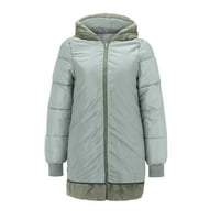 Sngxgn Женски яке в тежка категория Дълго топло зимно палто зимни якета за жени, зелено, размер m
