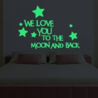 Обичаме те до Луната и обратно 3д звезда светят в тъмното Светещи стикери за стена