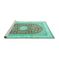Ahgly Company Machine Pashable Indoor Square Persian Turquoise Blue Traditional Area Cugs, 8 'квадрат