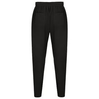 Лабакихе карго панталони за мъже Мъжки летен нов стил и модерен Плътен Памучен и ленен панталон Черен л