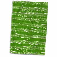 3Drose Dark Green Musical Notes - Стилна нотна музика - нотация на пиано - модерни съвременни музикални подаръци - кърпа, от