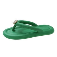 dmqupv домашни чехли жени зимен плаж плосък долен клип крака леки удобни антиплъзгави чехли за жени бельо обувки зелено 6.5