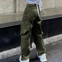 Торбисти товарни дънки за жени с висока талия джобни отпуснати панталони направо широк крак y2k модни панталони
