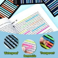 Highlighter Tape, прозрачни лепкави раздели с дълги маркери на страници, раздели за книги за пояснение на книги Естетични офис Училище за проучване