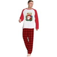 Tawop Family Съвпадащи пижама Коледни модни ръкави Мъже карирани отпечатани топ+панталони Семейство Съответстващи пижами Комплект червено 10