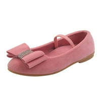 Wooklow Girl's Flats Comfort Ression Shoes Еластична каишка за глезена Мери Джейн Парти принцеса обувки Небрежно боукът сладък розов 1Y