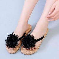 Juebong жени модни джапанки плоски обувки на открито вътрешно цвете чехли сандални леки слайдове, черни, 7