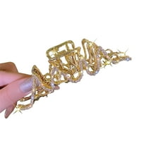 Жени с голям размер Крайстоун Косил Клип: Златен сребърна коса Claw с неправилен течен метал за голяма коса Claw
